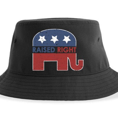 Raised Right T Elephant Pro Trump 2020 Red Vote Gift Sustainable Bucket Hat