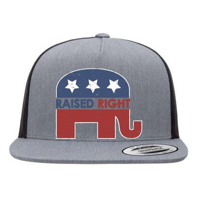 Raised Right T Elephant Pro Trump 2020 Red Vote Gift Flat Bill Trucker Hat