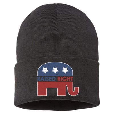 Raised Right T Elephant Pro Trump 2020 Red Vote Gift Sustainable Knit Beanie