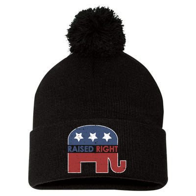 Raised Right T Elephant Pro Trump 2020 Red Vote Gift Pom Pom 12in Knit Beanie