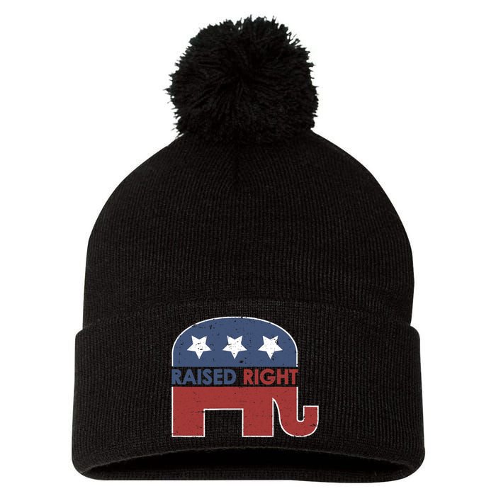 Raised Right T Elephant Pro Trump 2020 Red Vote Gift Pom Pom 12in Knit Beanie