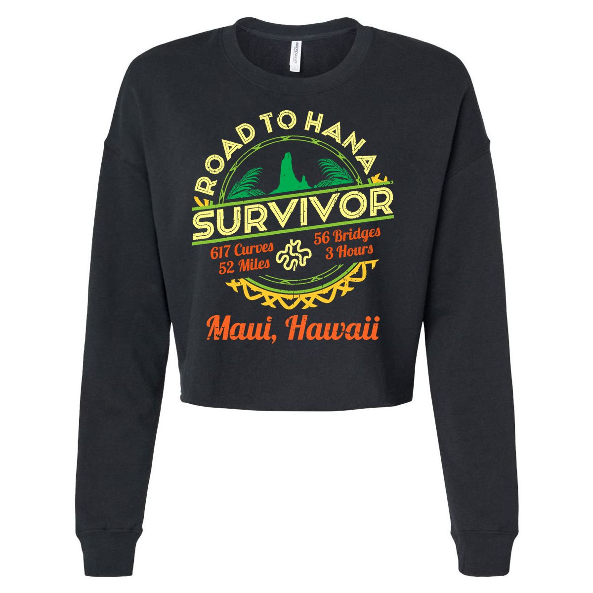 Rjc Road To Hana Survivor Maui Hawaii Trip Adventure Cropped Pullover Crew