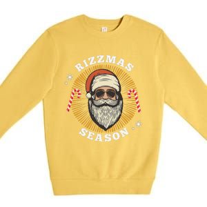 Retro Rizz The Season Funny Santa Clause Rizzler Premium Crewneck Sweatshirt