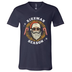 Retro Rizz The Season Funny Santa Clause Rizzler V-Neck T-Shirt