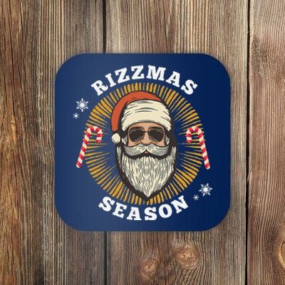 Retro Rizz The Season Funny Santa Clause Rizzler Coaster