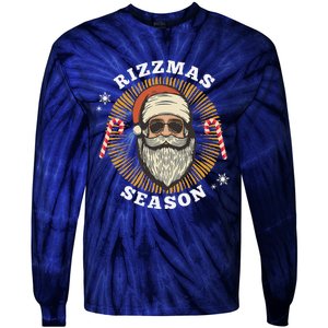 Retro Rizz The Season Funny Santa Clause Rizzler Tie-Dye Long Sleeve Shirt