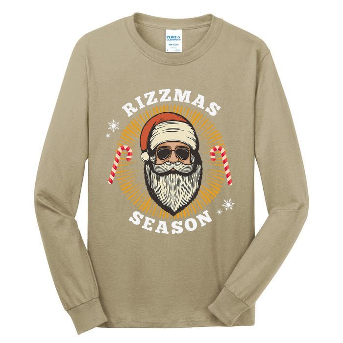 Retro Rizz The Season Funny Santa Clause Rizzler Tall Long Sleeve T-Shirt