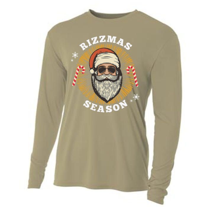 Retro Rizz The Season Funny Santa Clause Rizzler Cooling Performance Long Sleeve Crew