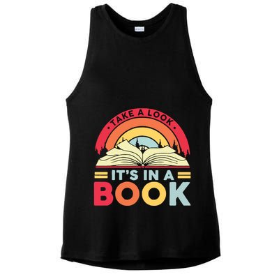 Reading Rainbow Take A Look It’S In A Book Reading Vintage Retro Rainbow Ladies PosiCharge Tri-Blend Wicking Tank