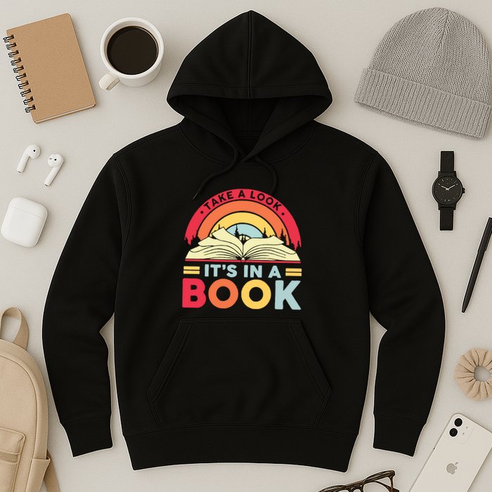 Reading Rainbow Take A Look It’S In A Book Reading Vintage Retro Rainbow Hoodie