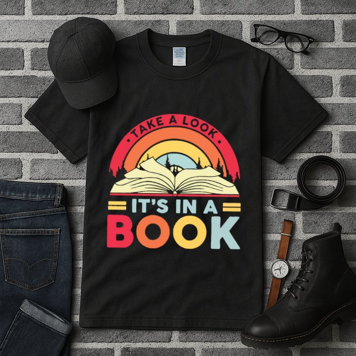 Reading Rainbow Take A Look It’S In A Book Reading Vintage Retro Rainbow Tall T-Shirt