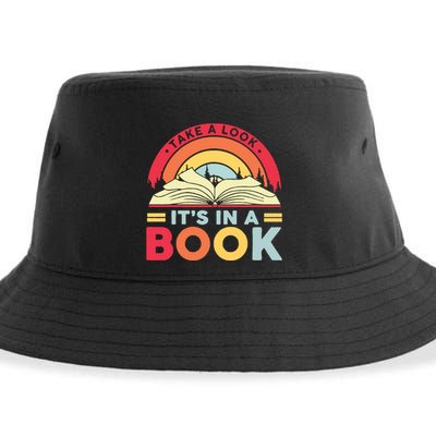 Reading Rainbow Take A Look It’S In A Book Reading Vintage Retro Rainbow Sustainable Bucket Hat