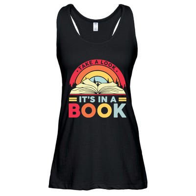 Reading Rainbow Take A Look It’S In A Book Reading Vintage Retro Rainbow Ladies Essential Flowy Tank