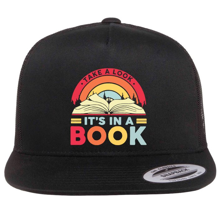 Reading Rainbow Take A Look It’S In A Book Reading Vintage Retro Rainbow Flat Bill Trucker Hat