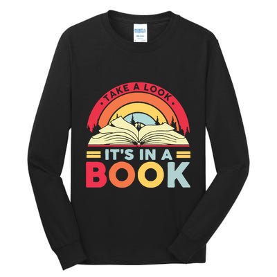 Reading Rainbow Take A Look It’S In A Book Reading Vintage Retro Rainbow Tall Long Sleeve T-Shirt