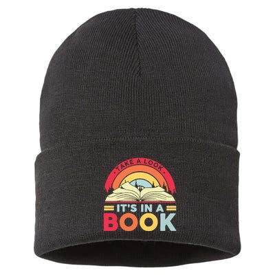 Reading Rainbow Take A Look It’S In A Book Reading Vintage Retro Rainbow Sustainable Knit Beanie