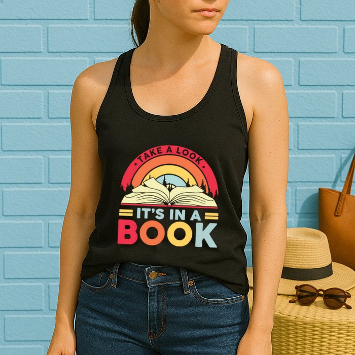 Reading Rainbow Take A Look It’S In A Book Reading Vintage Retro Rainbow Womens Tank Top