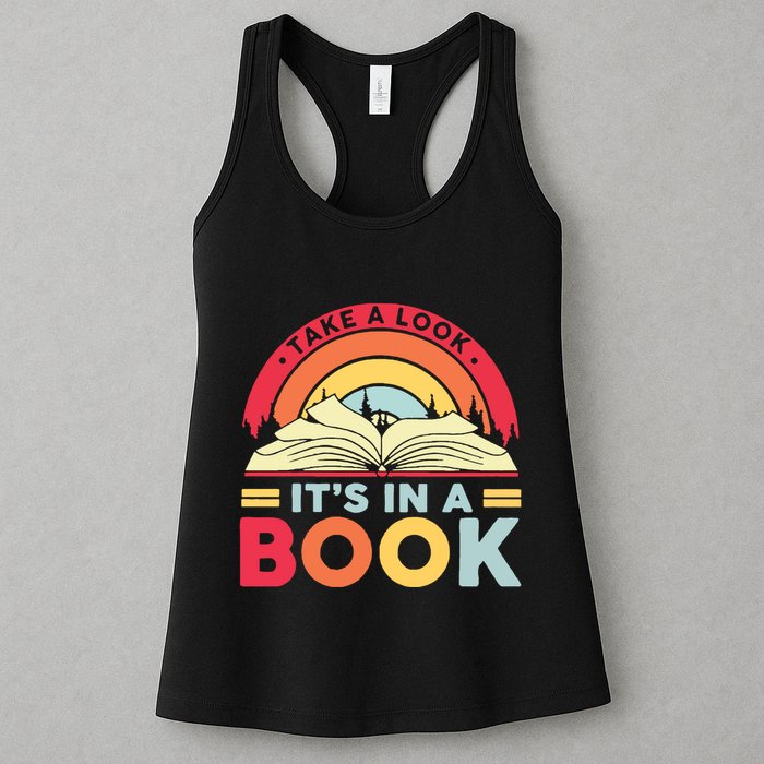 Reading Rainbow Take A Look It’S In A Book Reading Vintage Retro Rainbow Womens Tank Top