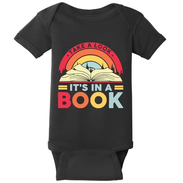 Reading Rainbow Take A Look It’S In A Book Reading Vintage Retro Rainbow Baby Bodysuit
