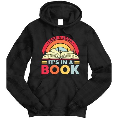 Reading Rainbow Take A Look It’S In A Book Reading Vintage Retro Rainbow Tie Dye Hoodie