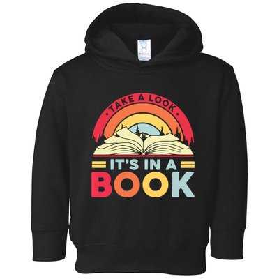 Reading Rainbow Take A Look It’S In A Book Reading Vintage Retro Rainbow Toddler Hoodie