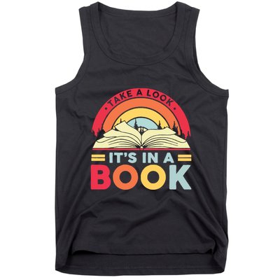 Reading Rainbow Take A Look It’S In A Book Reading Vintage Retro Rainbow Tank Top