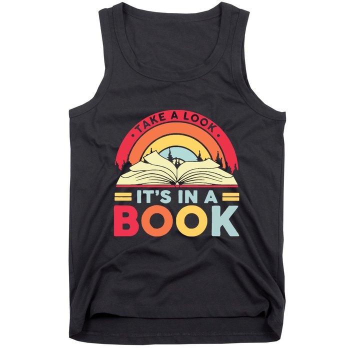 Reading Rainbow Take A Look It’S In A Book Reading Vintage Retro Rainbow Tank Top