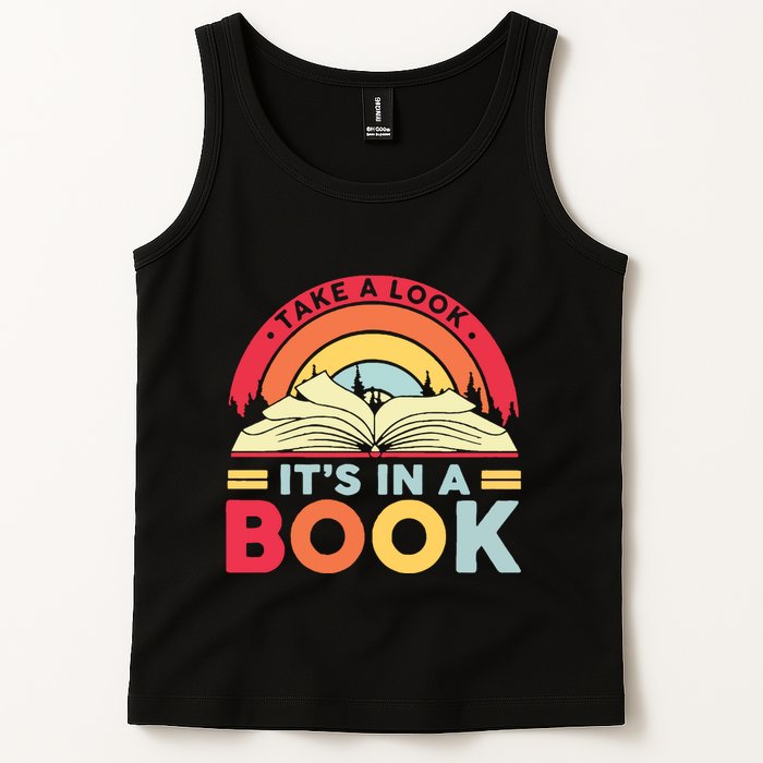 Reading Rainbow Take A Look It’S In A Book Reading Vintage Retro Rainbow Tank Top
