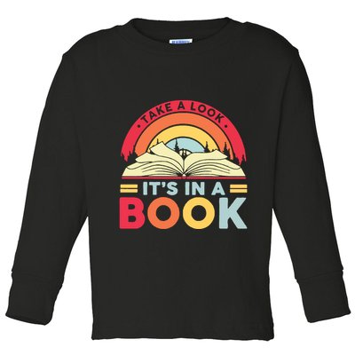 Reading Rainbow Take A Look It’S In A Book Reading Vintage Retro Rainbow Toddler Long Sleeve Shirt