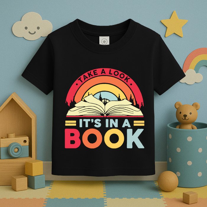 Reading Rainbow Take A Look It’S In A Book Reading Vintage Retro Rainbow Toddler T-Shirt