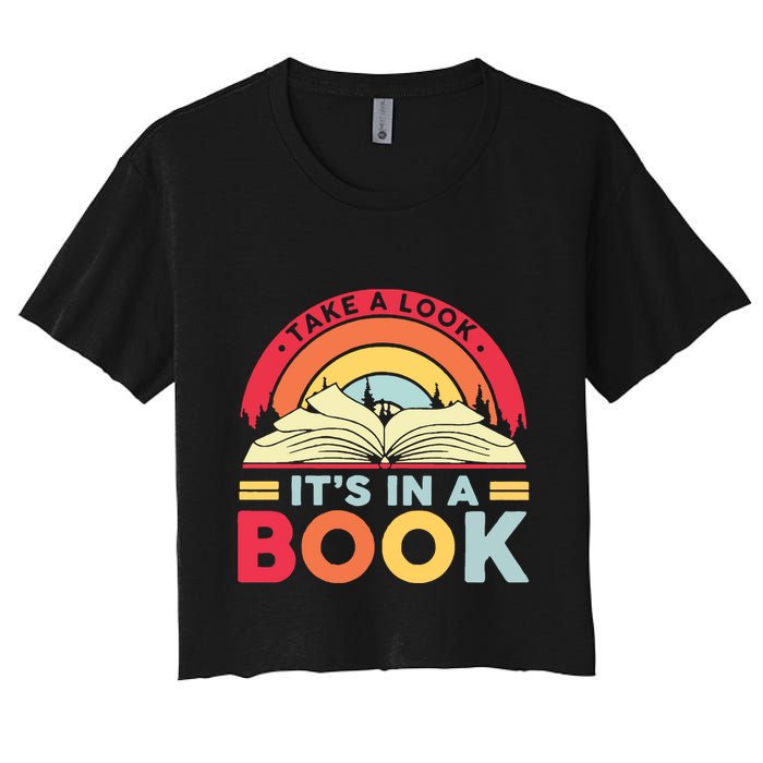 Reading Rainbow Take A Look It’S In A Book Reading Vintage Retro Rainbow Crop Top