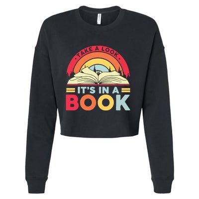 Reading Rainbow Take A Look It’S In A Book Reading Vintage Retro Rainbow Cropped Pullover Crew