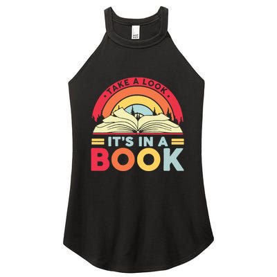 Reading Rainbow Take A Look It’S In A Book Reading Vintage Retro Rainbow Women's Perfect Tri Rocker Tank