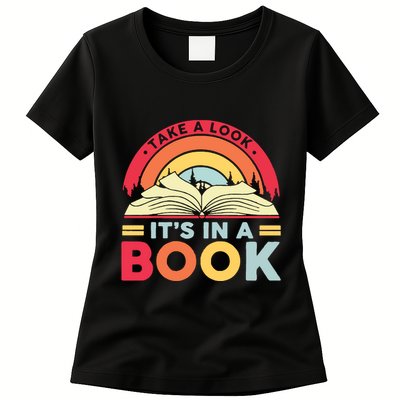 Reading Rainbow Take A Look It’S In A Book Reading Vintage Retro Rainbow Womens T-Shirt