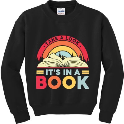 Reading Rainbow Take A Look It’S In A Book Reading Vintage Retro Rainbow Kids Sweatshirt