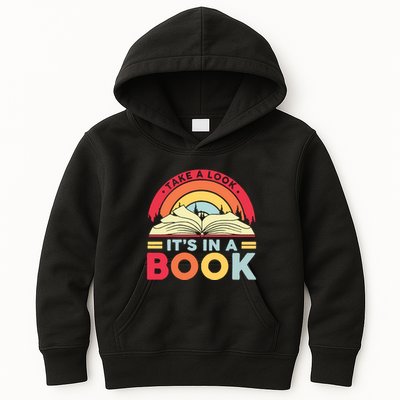 Reading Rainbow Take A Look It’S In A Book Reading Vintage Retro Rainbow Kids Hoodie