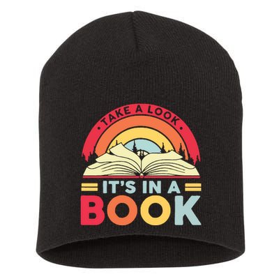 Reading Rainbow Take A Look It’S In A Book Reading Vintage Retro Rainbow Short Acrylic Beanie