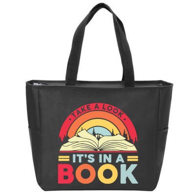 Reading Rainbow Take A Look It’S In A Book Reading Vintage Retro Rainbow Zip Tote Bag