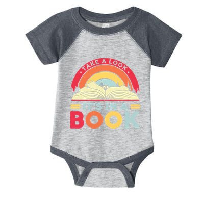 Reading Rainbow Take A Look It’S In A Book Reading Vintage Retro Rainbow Infant Baby Jersey Bodysuit