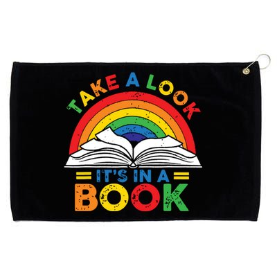 Retro Rainbow Take A Look Its In A Book Reading Bookworm Grommeted Golf Towel