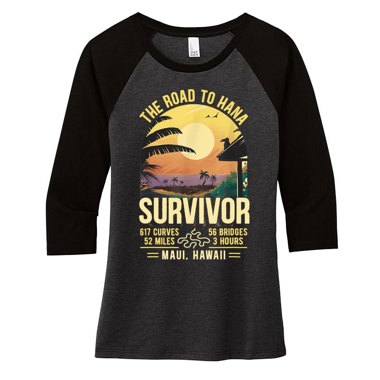 RJC Road To Hana Survivor Maui Hawaii Trip Adventure Women's Tri-Blend 3/4-Sleeve Raglan Shirt