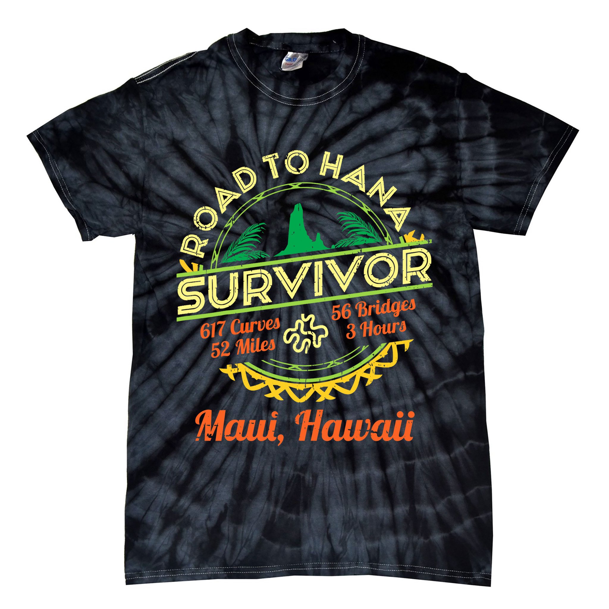 RJC Road To Hana Survivor Maui Hawaii Trip Adventure Tie-Dye T-Shirt