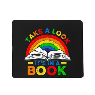 Retro Rainbow Take A Look ItS In A Book Reading Bookworm Mousepad
