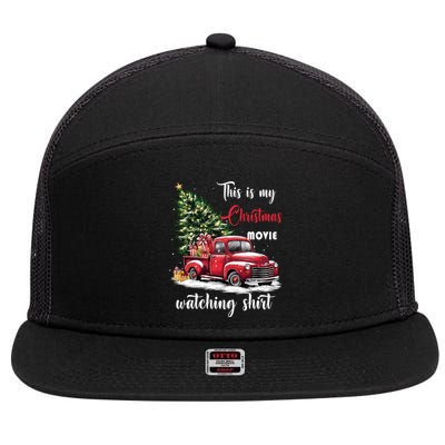 Retro Red Truck Xmas This Is My Christmas Movie Watching Gift 7 Panel Mesh Trucker Snapback Hat