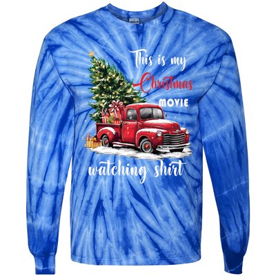 Retro Red Truck Xmas This Is My Christmas Movie Watching Gift Tie-Dye Long Sleeve Shirt