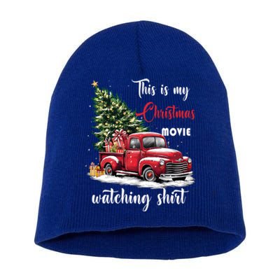 Retro Red Truck Xmas This Is My Christmas Movie Watching Gift Short Acrylic Beanie