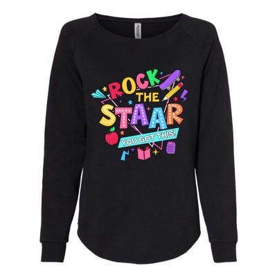 Retro Rock The Staar You Got This Test Day Funny Womens California Wash Sweatshirt