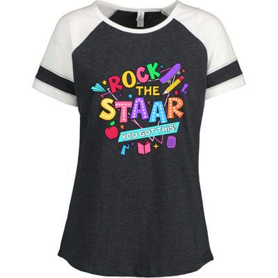 Retro Rock The Staar You Got This Test Day Funny Enza Ladies Jersey Colorblock Tee