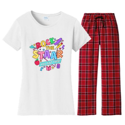 Retro Rock The Staar You Got This Test Day Funny Women's Flannel Pajama Set