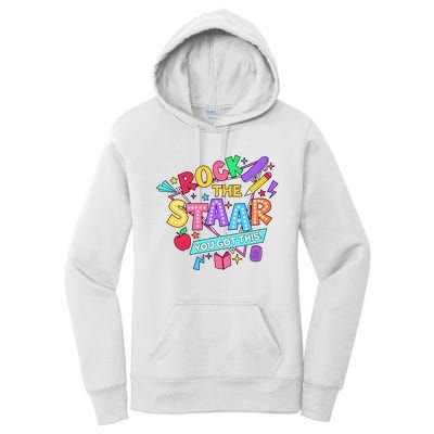 Retro Rock The Staar You Got This Test Day Funny Women's Pullover Hoodie